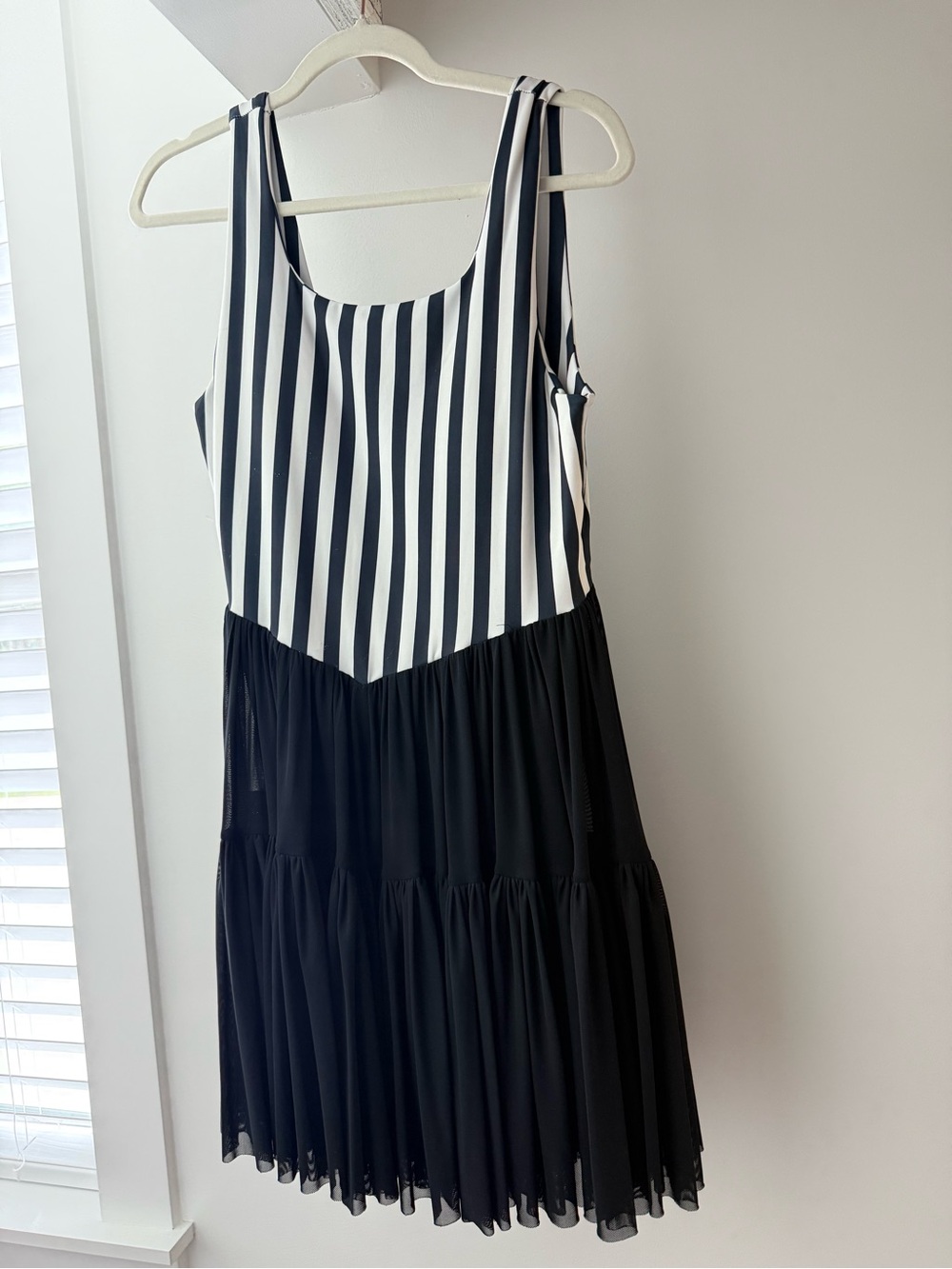 Striped Black & White Tiered Mesh Athletic Dress (has shorts built in)